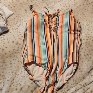 Nobo Multicolor Striped One Piece Swimsuit 1X